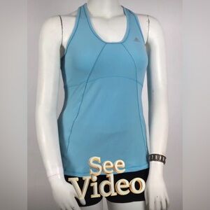 👛 (ANY 2/$20) ADIDAS Climalite Turquoise Racer Back Athletic Top, Bra Shelf, …